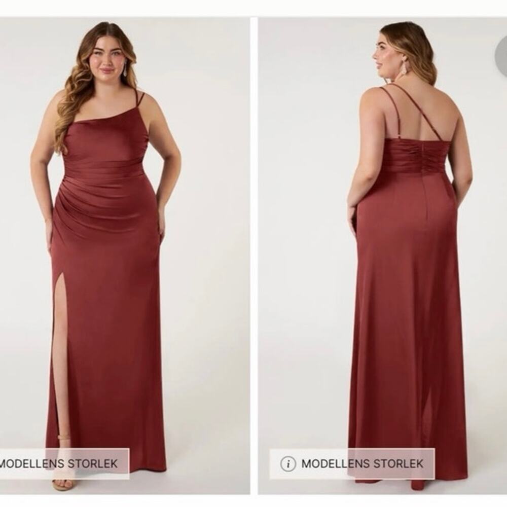 NWT Terracotta Eren One Shoulder Stretch Satin Dress Plus 16 Wedding Bridesmaid
